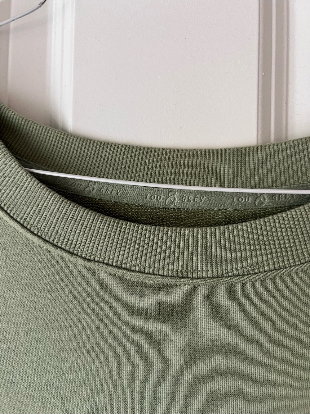 LOU & GRAY Cozy Terry Sage Green Mini Pocket Dress - Picture 2 of 4